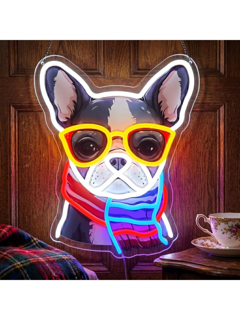 French Bulldog Neon Sign Multi Color Acrylic Dimmable French Bulldog Neon Light